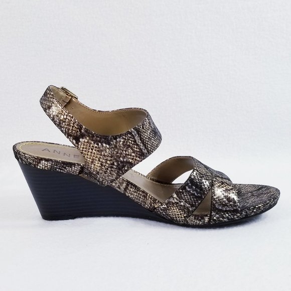 Anne Klein Sarry Wedge Snake Print Sandal - New - Picture 5 of 10